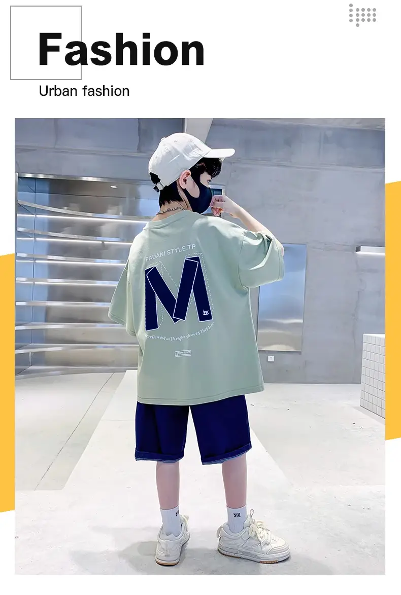 Boys Summer T-Shirt Shorts Set Purple M — feature 1