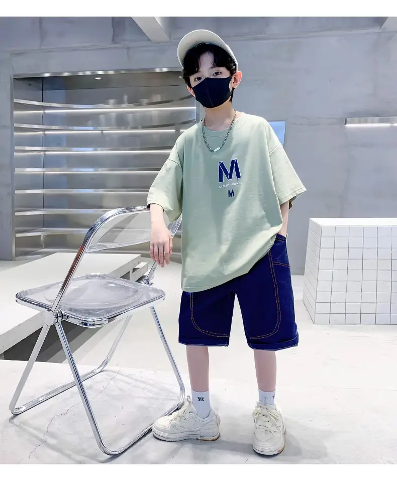Boys Summer T-Shirt Shorts Set Purple M — feature 15