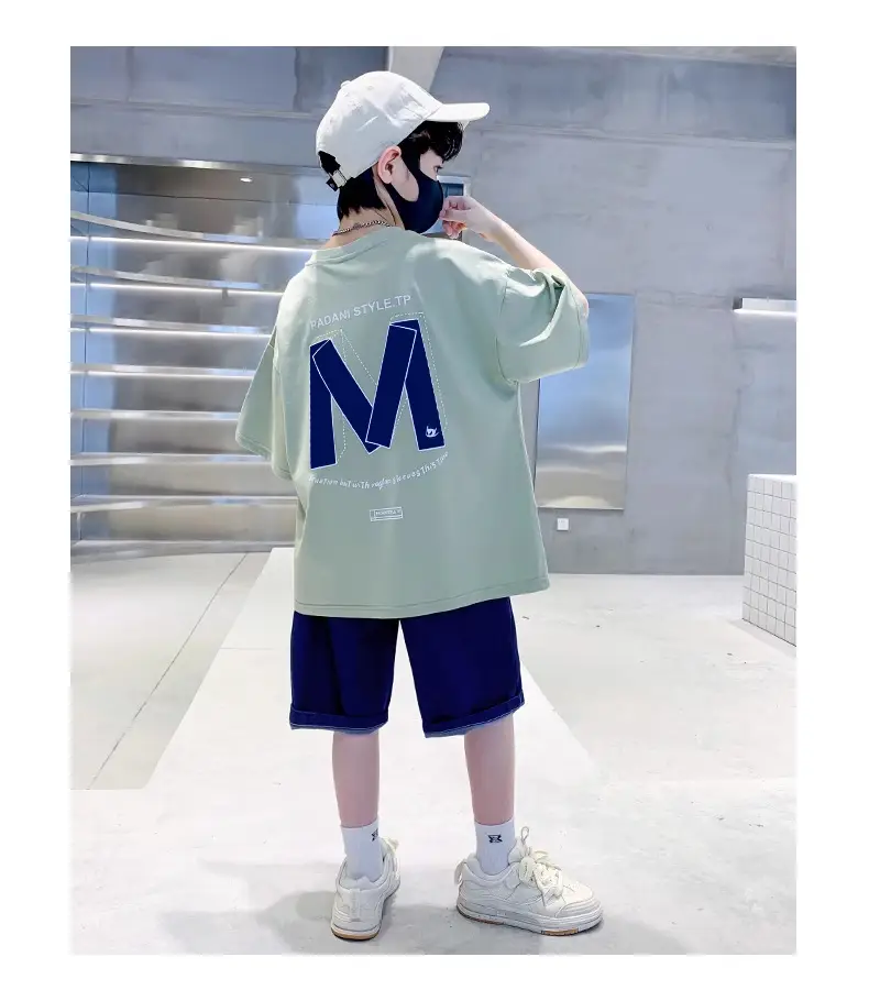 Boys Summer T-Shirt Shorts Set Purple M — feature 16
