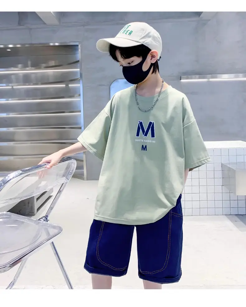 Boys Summer T-Shirt Shorts Set Purple M — feature 17