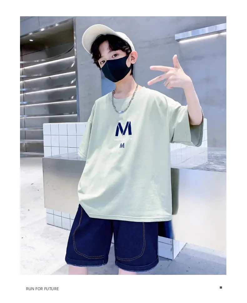 Boys Summer T-Shirt Shorts Set Purple M — feature 18