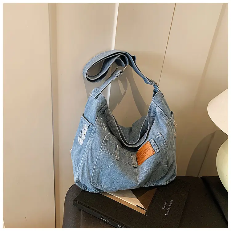 Women Denim Crossbody Bag Large Capacity Travel Ready