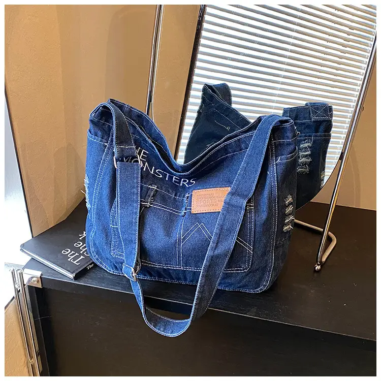 Women Denim Crossbody Bag Large Capacity Travel Ready
