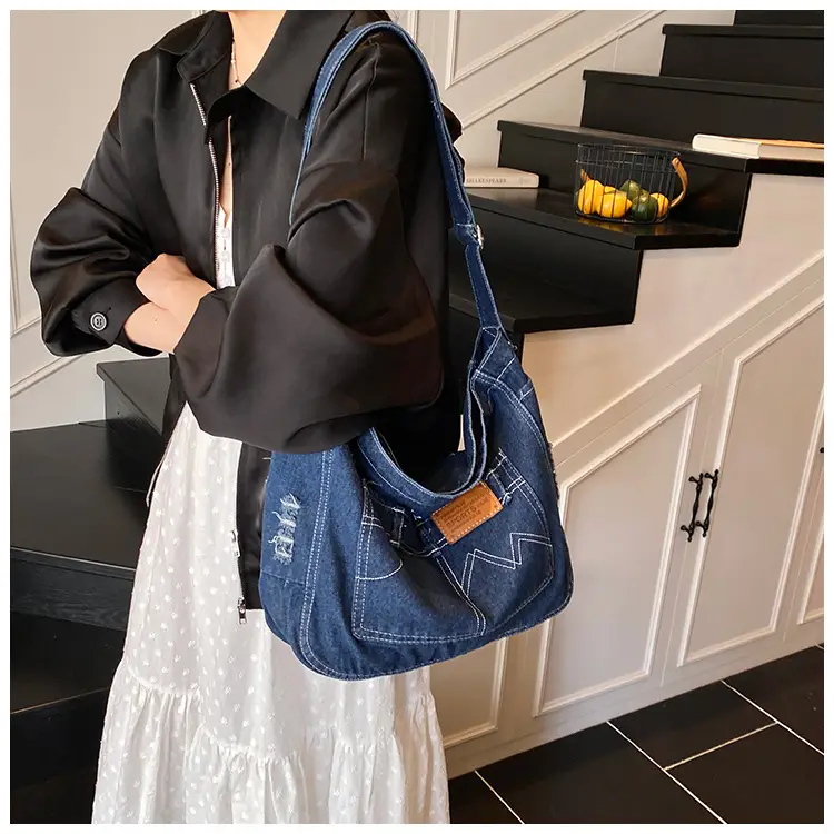 Women Denim Crossbody Bag Large Capacity Travel Ready — feature 1