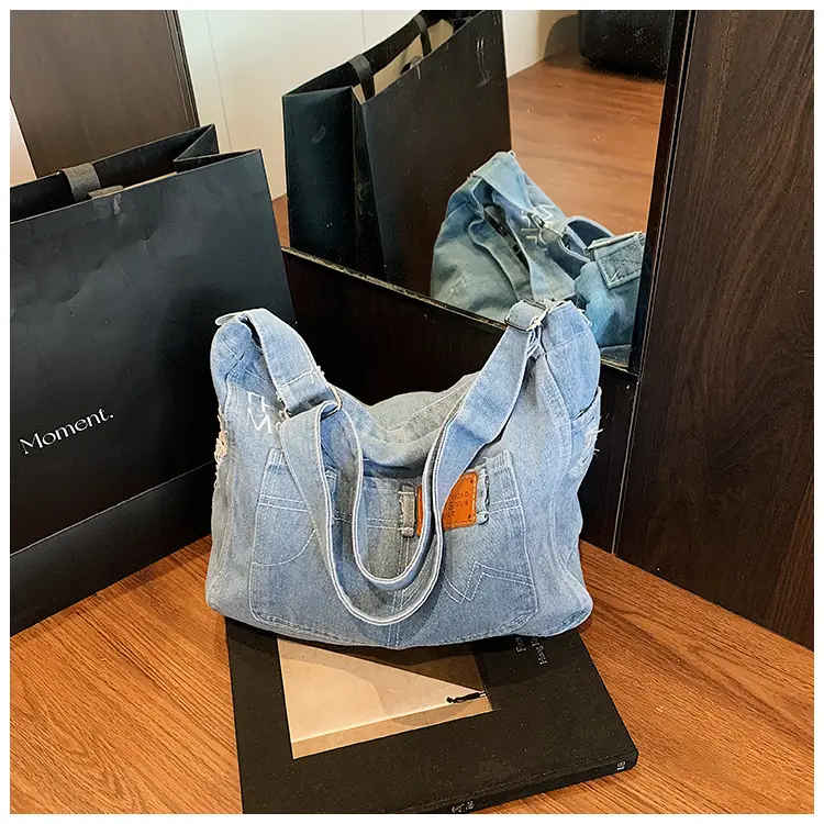 Women Denim Crossbody Bag Large Capacity Travel Ready