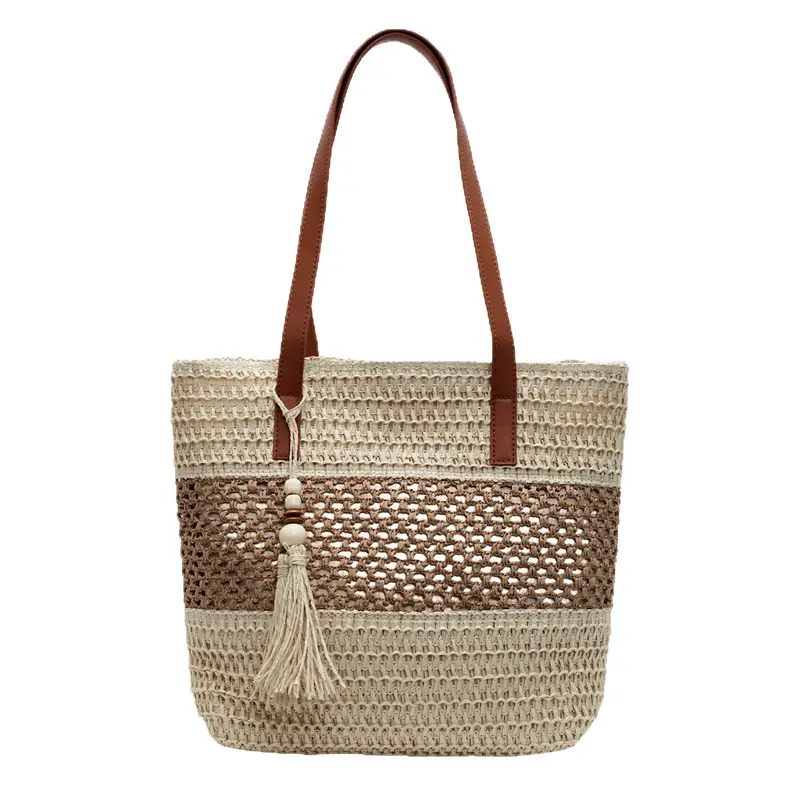 Women's Textured Straw Shoulder Bag Large Capacity New Spring Summer - Image 8