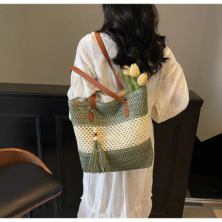 Women's Textured Straw Shoulder Bag Large Capacity New Spring Summer — feature 21