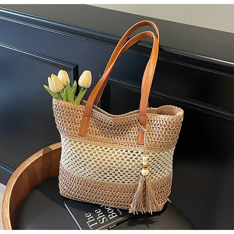 Women's Textured Straw Shoulder Bag Large Capacity New Spring Summer — feature 22