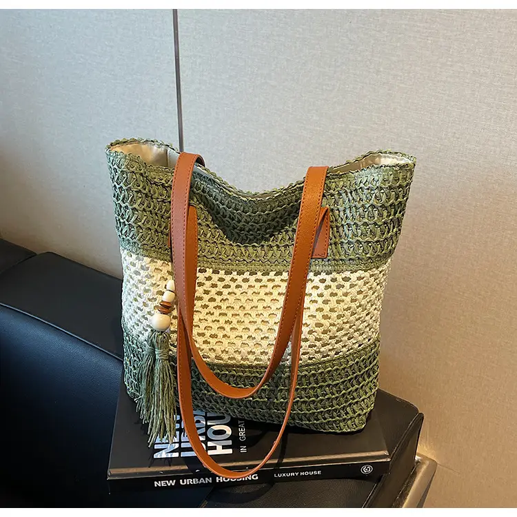 Women's Textured Straw Shoulder Bag Large Capacity New Spring Summer — feature 32