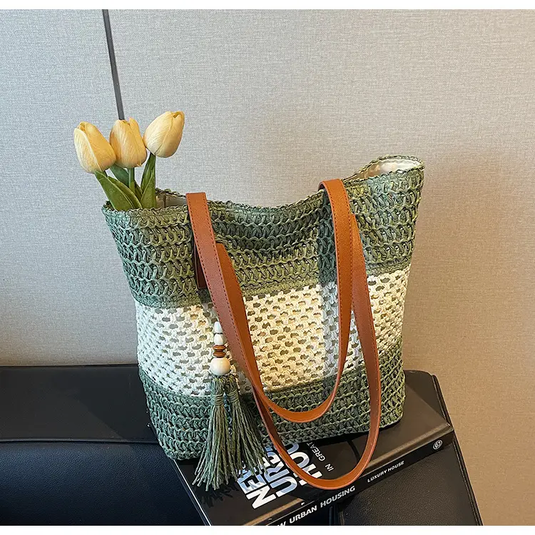 Women's Textured Straw Shoulder Bag Large Capacity New Spring Summer — feature 33