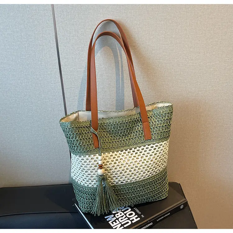 Women's Textured Straw Shoulder Bag Large Capacity New Spring Summer — feature 34