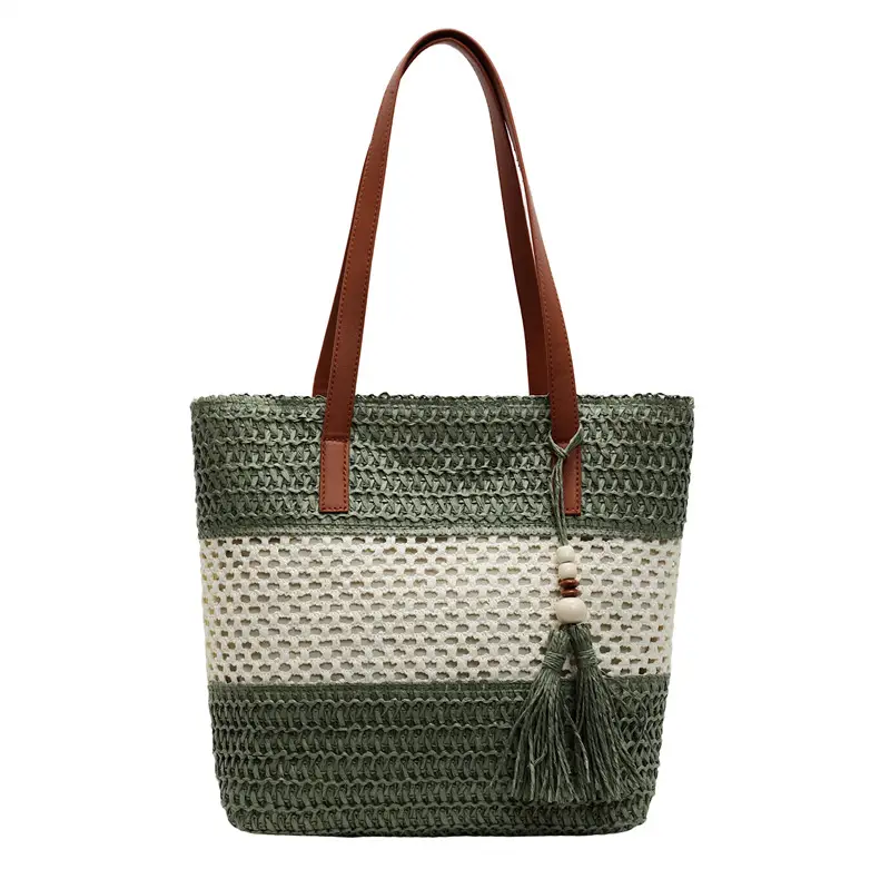 Women's Textured Straw Shoulder Bag Large Capacity New Spring Summer - Image 3