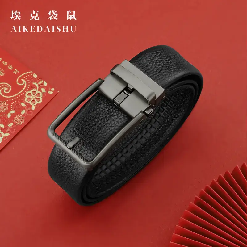 Men's Black Cowhide Belt with Silver Buckle - Image 4