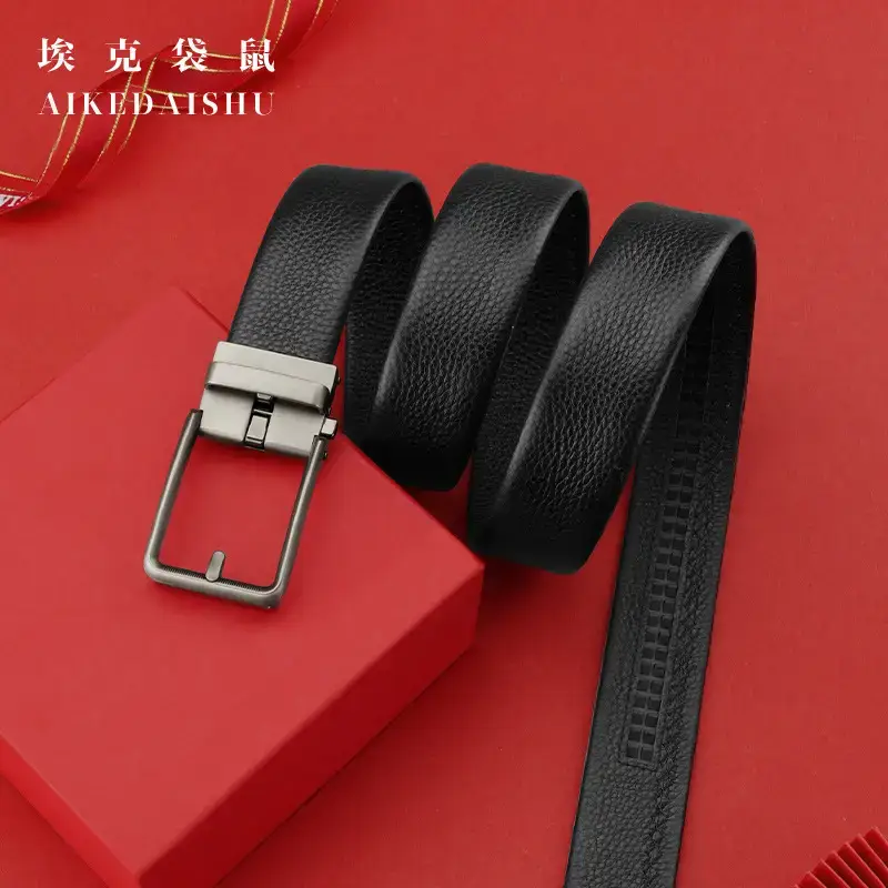Men's Black Cowhide Belt with Silver Buckle - Image 5