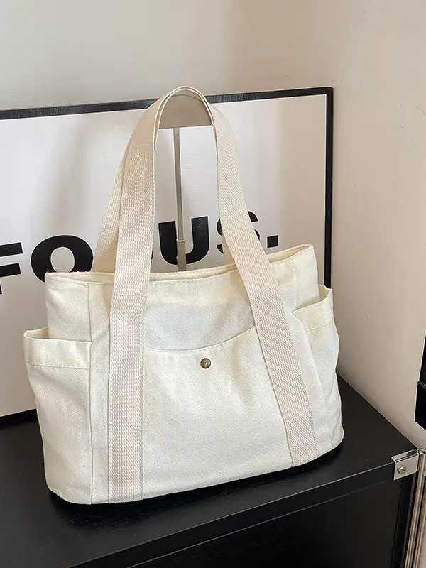 White Canvas Tote Bag for Office & Casual Use - Image 4