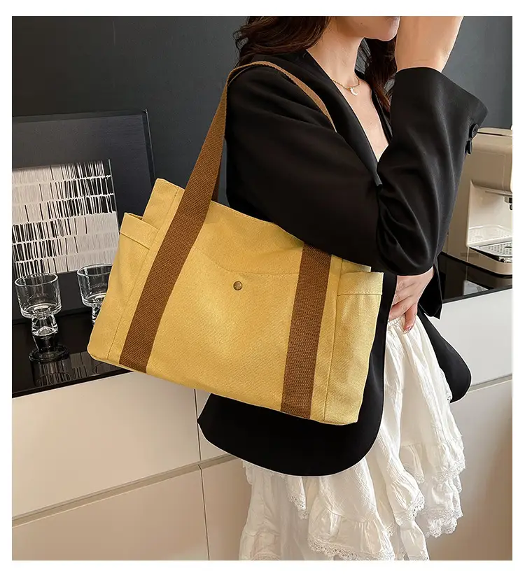 White Canvas Tote Bag for Office & Casual Use — feature 1
