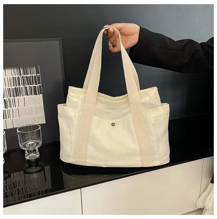 White Canvas Tote Bag for Office & Casual Use — feature 11