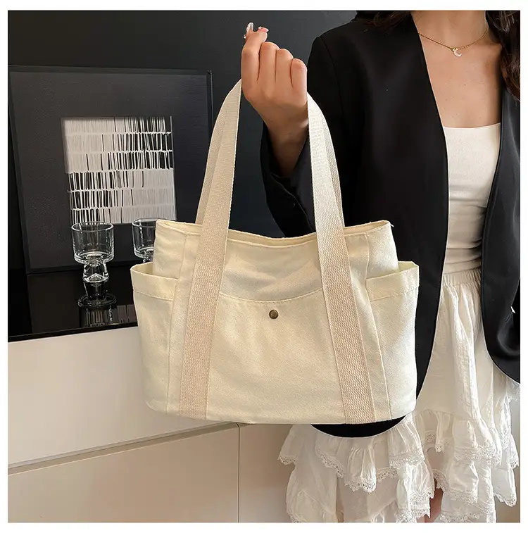 White Canvas Tote Bag for Office & Casual Use — feature 12