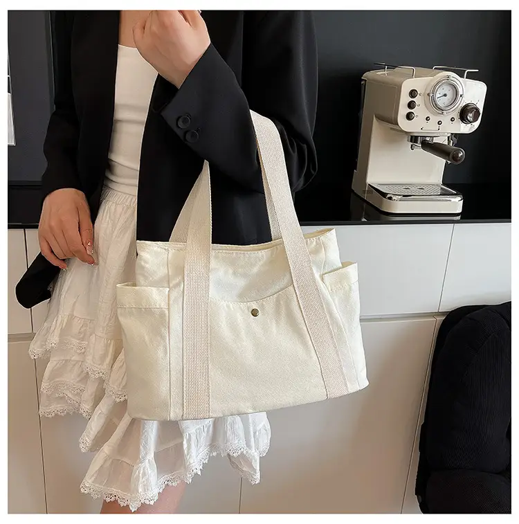 White Canvas Tote Bag for Office & Casual Use — feature 13