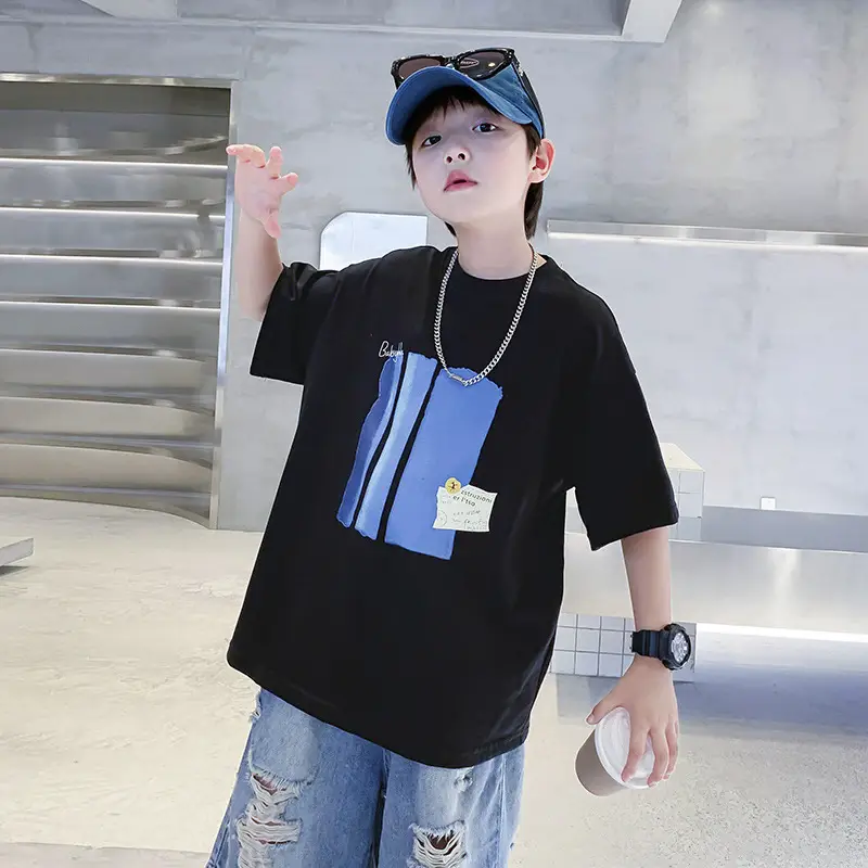 Boys Pure Cotton Loose T-Shirt 2026 Kids Large - Image 4