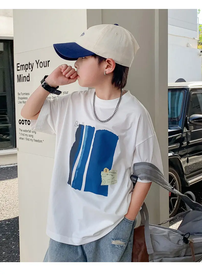 Boys Pure Cotton Loose T-Shirt 2026 Kids Large — feature 15