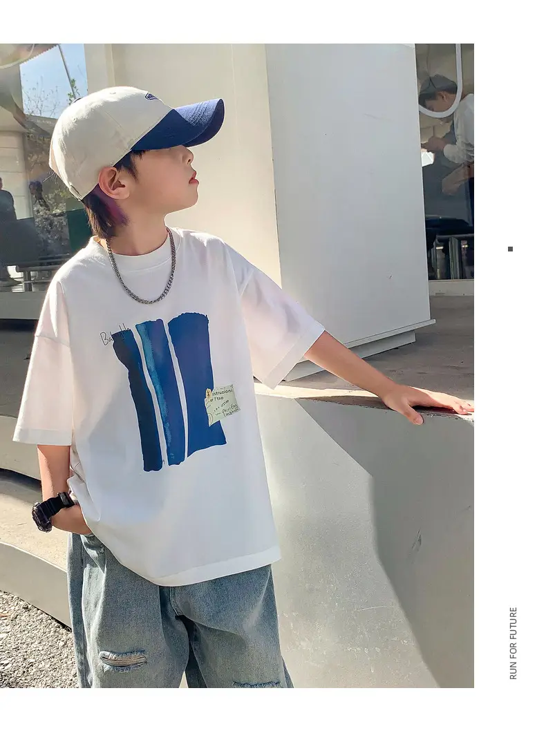 Boys Pure Cotton Loose T-Shirt 2026 Kids Large — feature 16