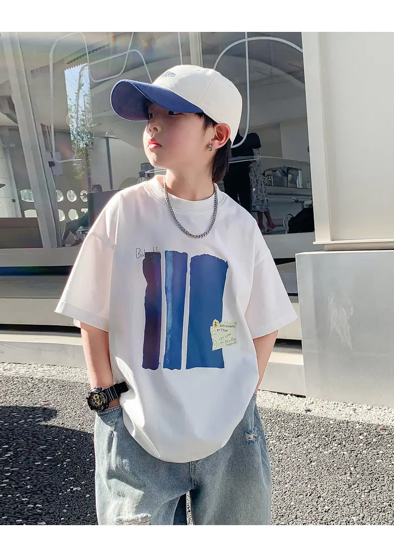 Boys Pure Cotton Loose T-Shirt 2026 Kids Large — feature 17