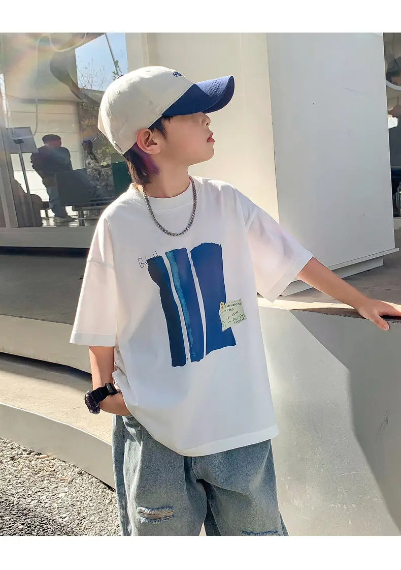 Boys Pure Cotton Loose T-Shirt 2026 Kids Large — feature 19