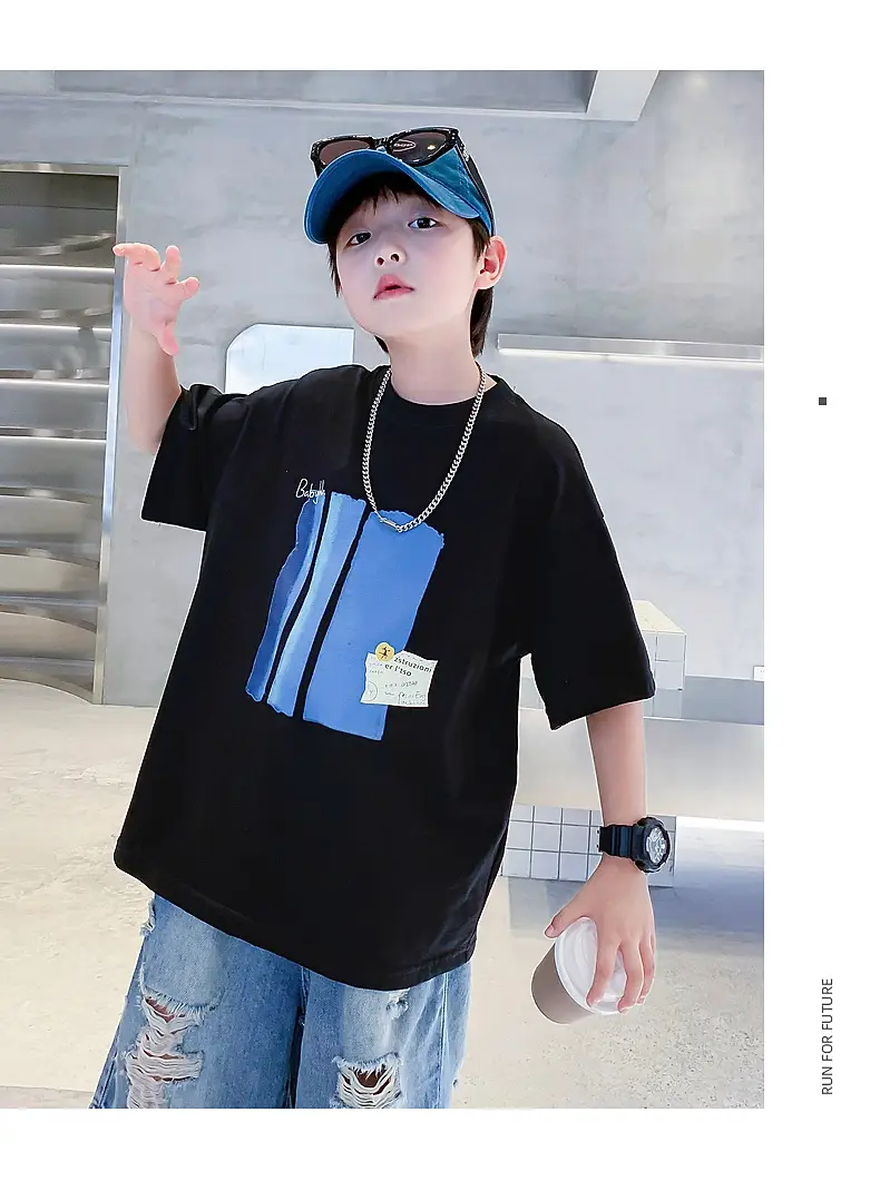Boys Pure Cotton Loose T-Shirt 2026 Kids Large — feature 21