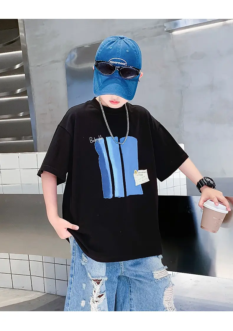 Boys Pure Cotton Loose T-Shirt 2026 Kids Large — feature 24