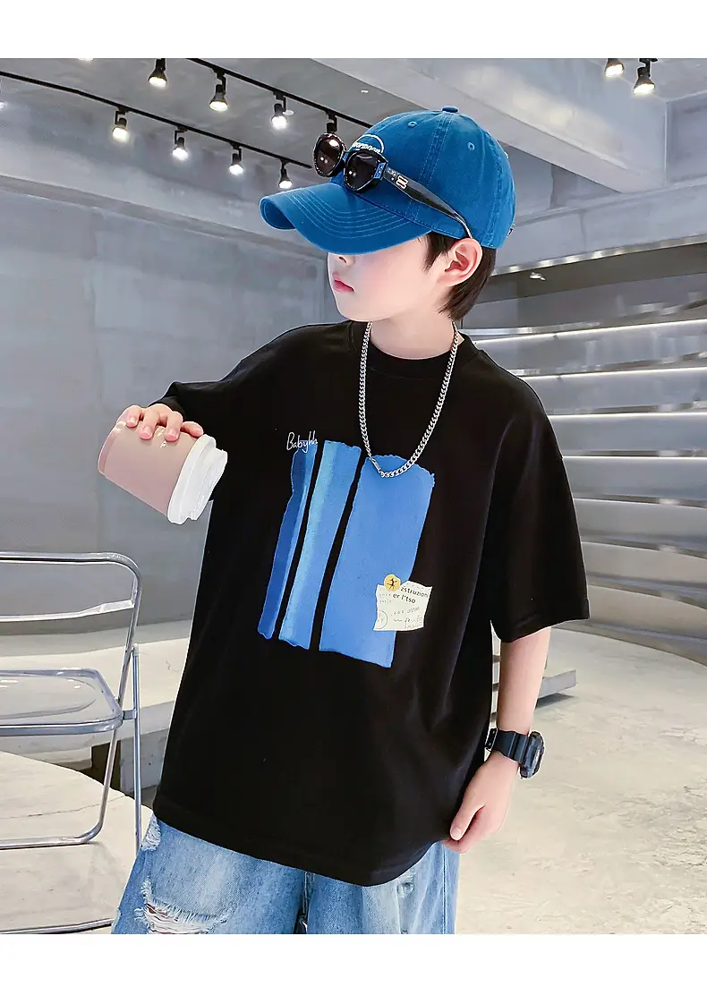 Boys Pure Cotton Loose T-Shirt 2026 Kids Large — feature 25