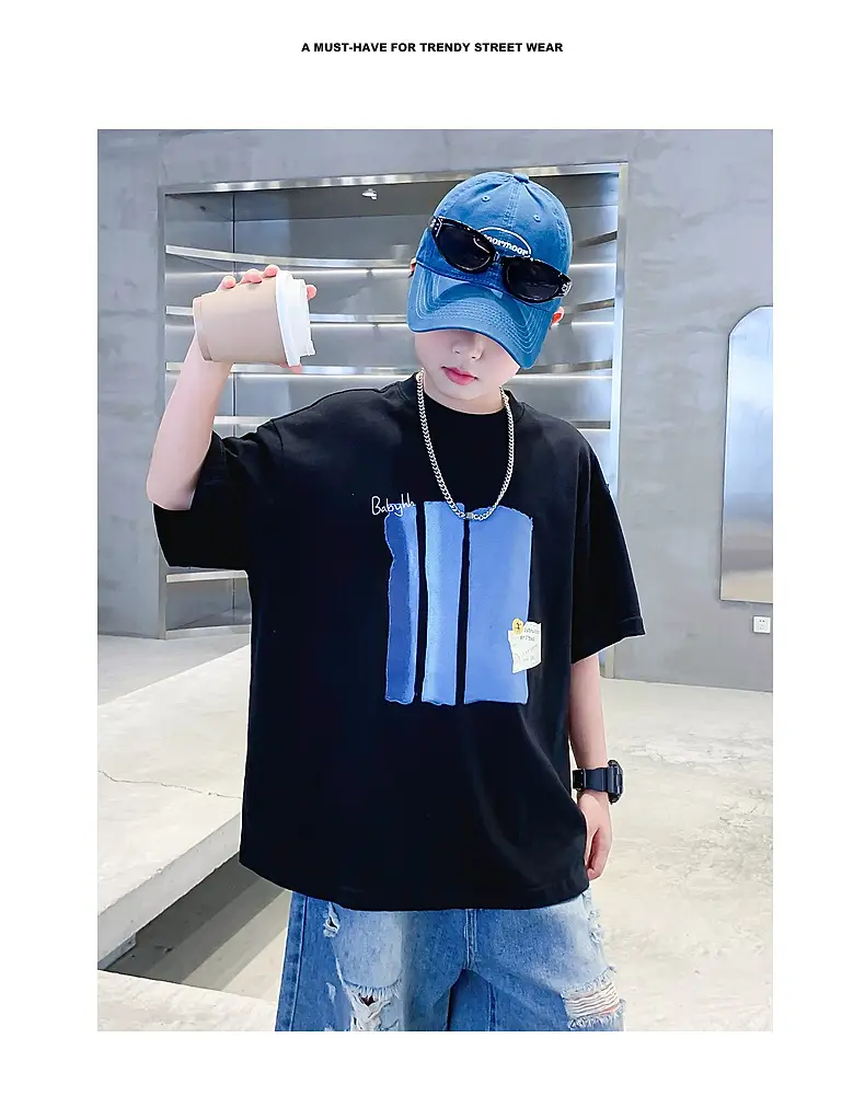 Boys Pure Cotton Loose T-Shirt 2026 Kids Large — feature 3