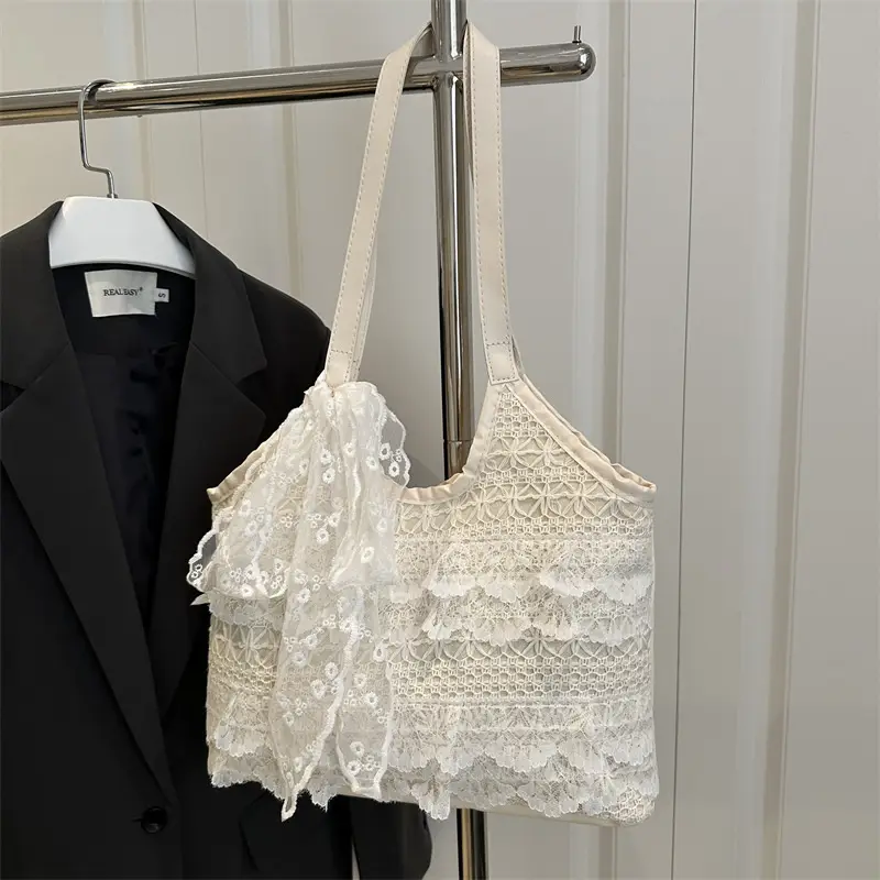 Lace Hollow Woven Shoulder Bag for Women