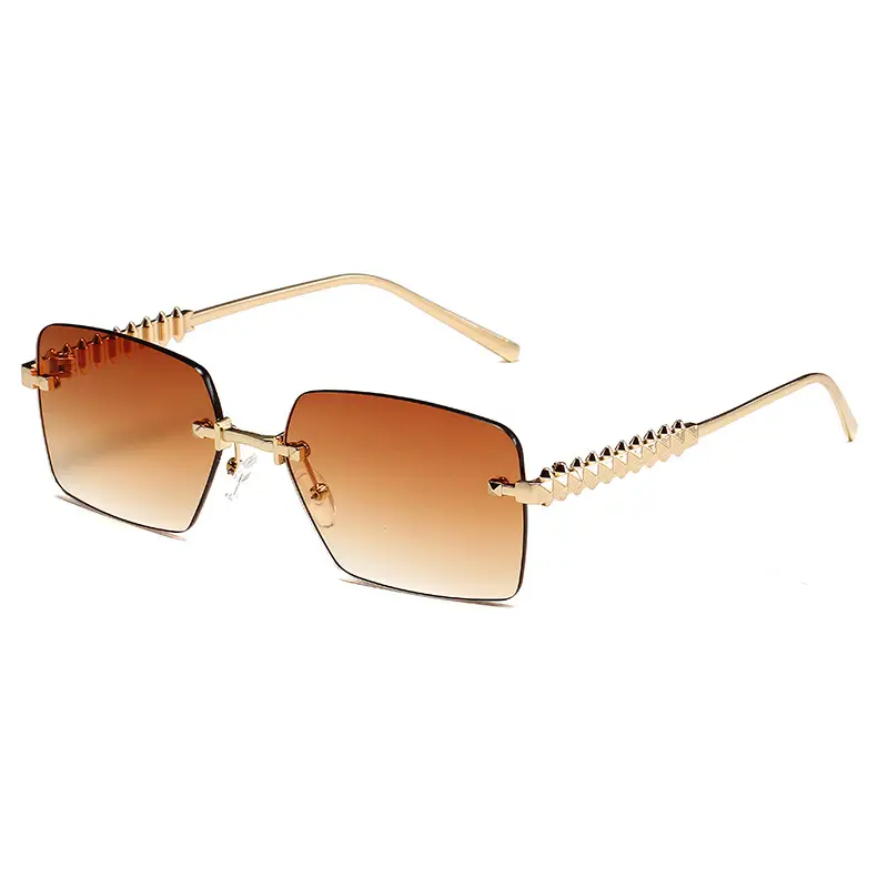 Retro Chain Sunglasses Gold Rim Purple Lens