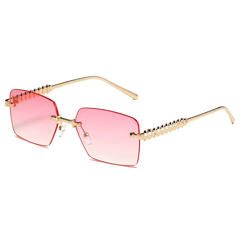 Retro Chain Sunglasses Gold Rim Purple Lens