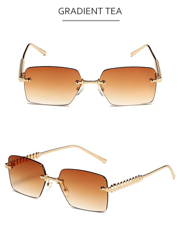 Retro Chain Sunglasses Gold Rim Purple Lens — feature 11