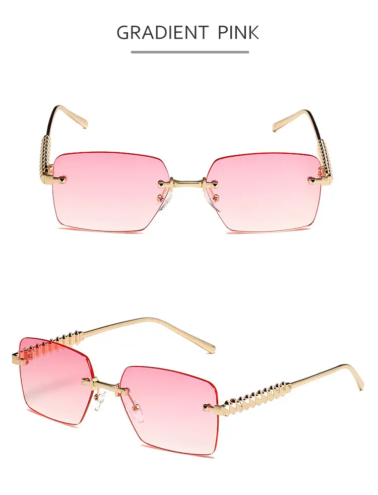 Retro Chain Sunglasses Gold Rim Purple Lens — feature 12