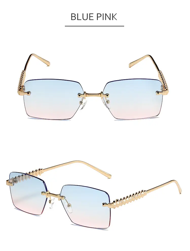 Retro Chain Sunglasses Gold Rim Purple Lens — feature 15