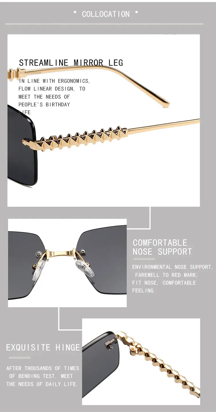 Retro Chain Sunglasses Gold Rim Purple Lens — feature 18