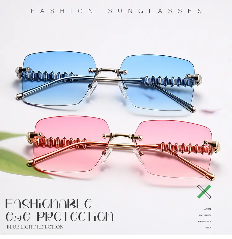 Retro Chain Sunglasses Gold Rim Purple Lens — feature 3