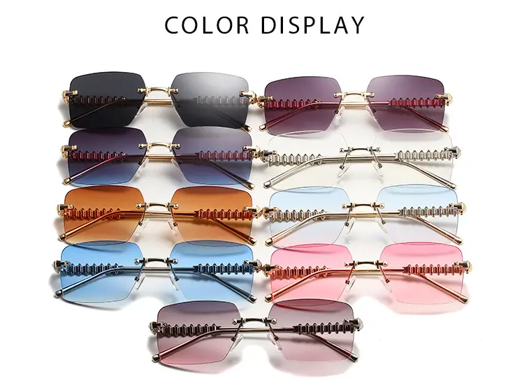 Retro Chain Sunglasses Gold Rim Purple Lens — feature 6