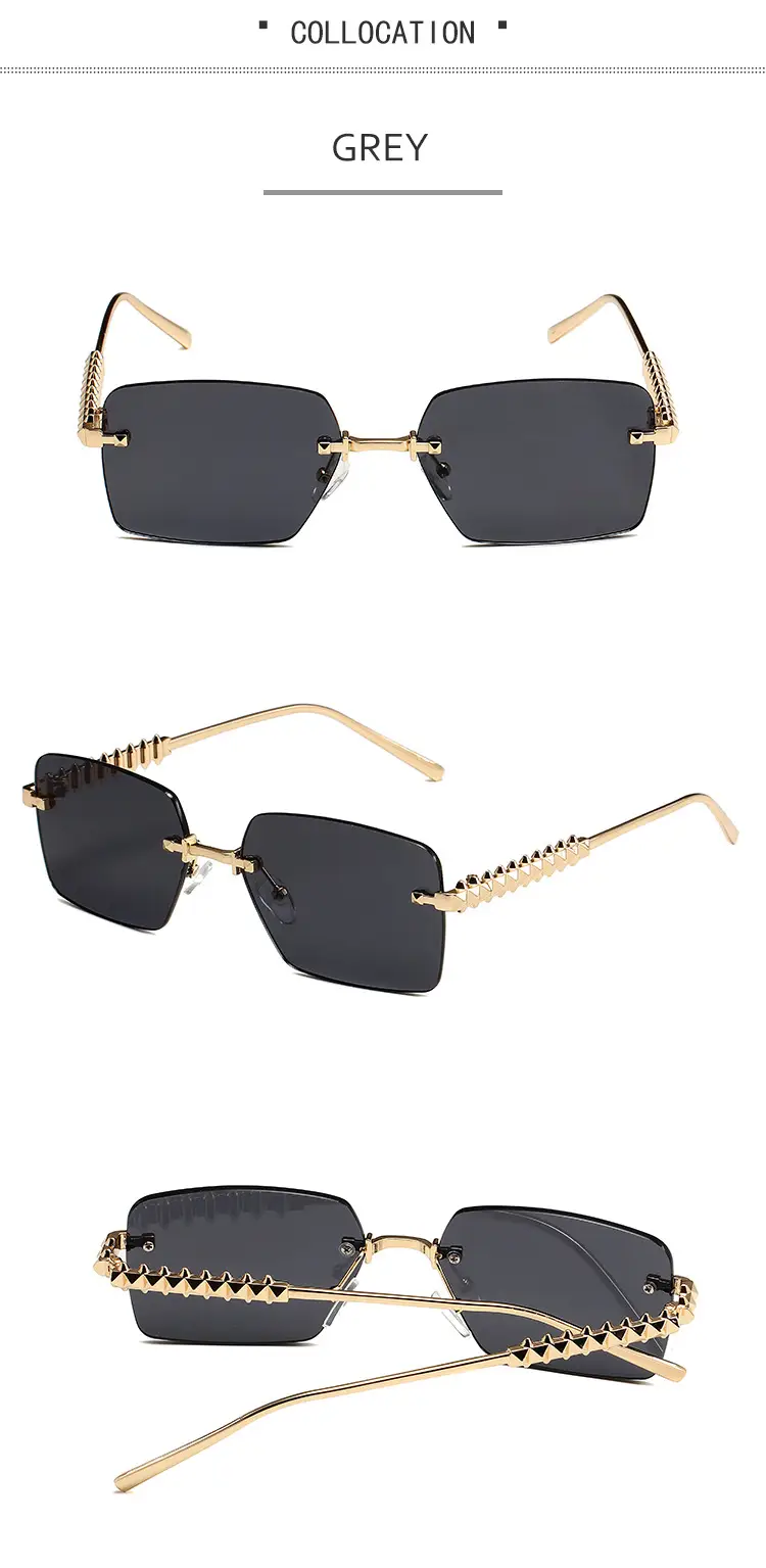 Retro Chain Sunglasses Gold Rim Purple Lens — feature 9