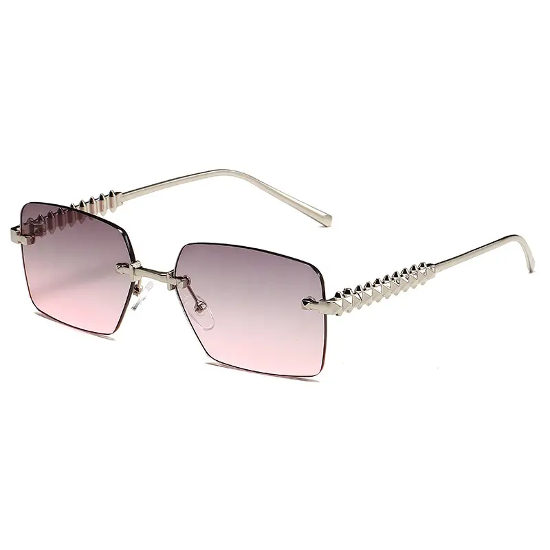 Retro Chain Sunglasses Gold Rim Purple Lens