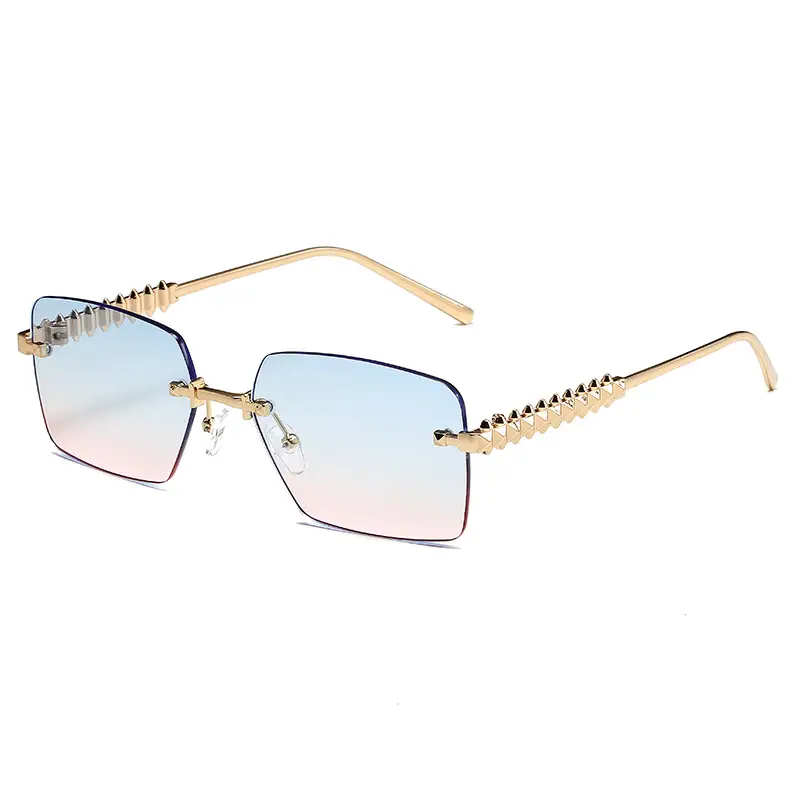 Retro Chain Sunglasses Gold Rim Purple Lens