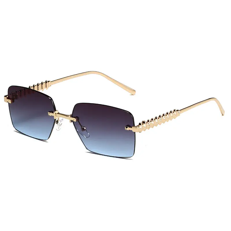 Retro Chain Sunglasses Gold Rim Purple Lens