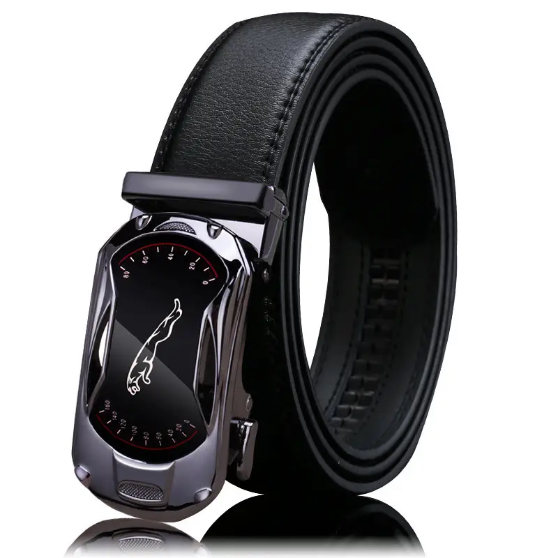 Men's Black Leather Belt with Chrome Buckle - Image 29