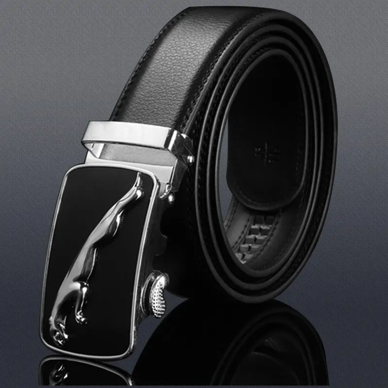 Men's Black Leather Belt with Chrome Buckle - Image 31