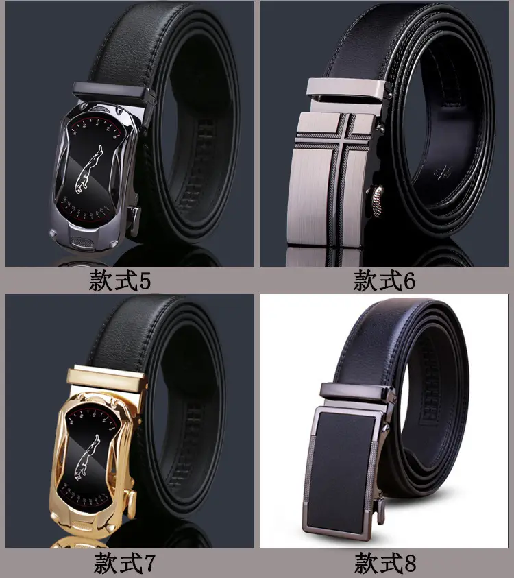 Men's Black Leather Belt with Chrome Buckle — feature 10