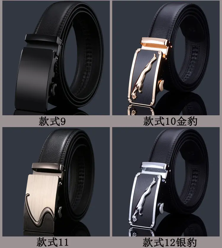 Men's Black Leather Belt with Chrome Buckle — feature 11