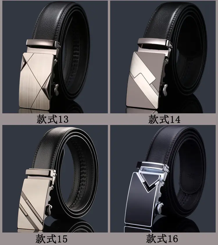Men's Black Leather Belt with Chrome Buckle — feature 12